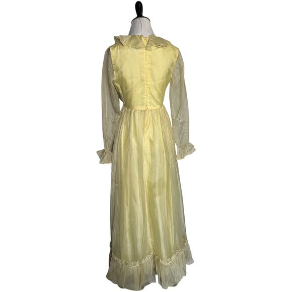 Vintage 1970s Pale Yellow Boho Hippie Age of Aquarius Emma Domb Maxi Dress Small - Picture 5 of 5